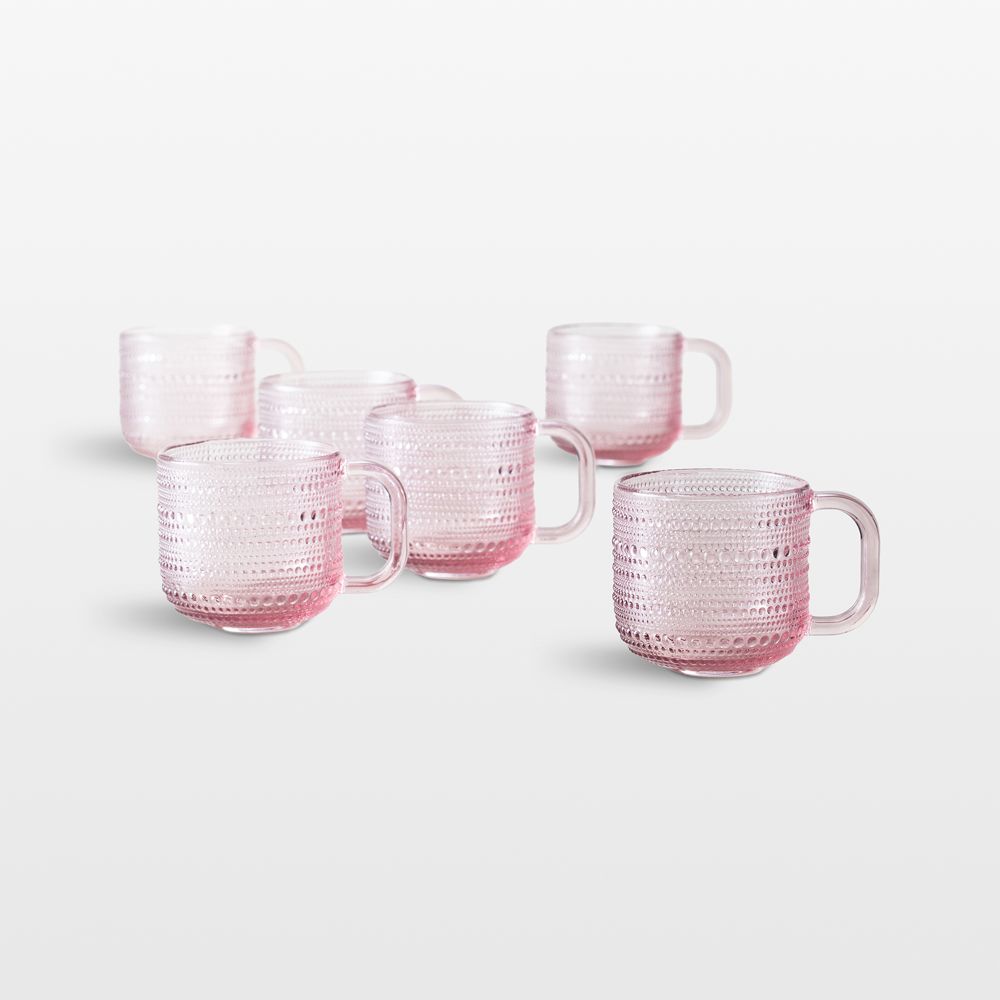 Alma 13.5-oz. Pink Glass Mugs, Set of 6