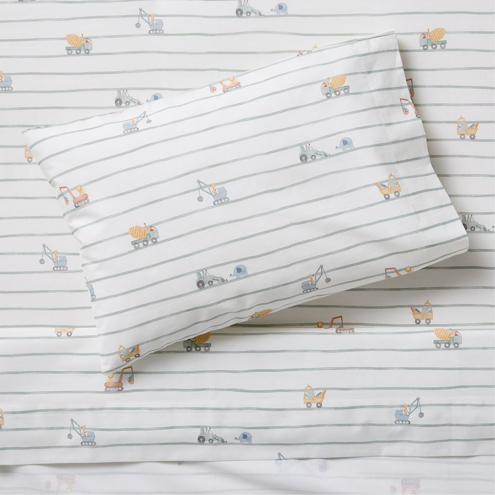 Construction Crossing 100% Organic Cotton Toddler Sheet Set