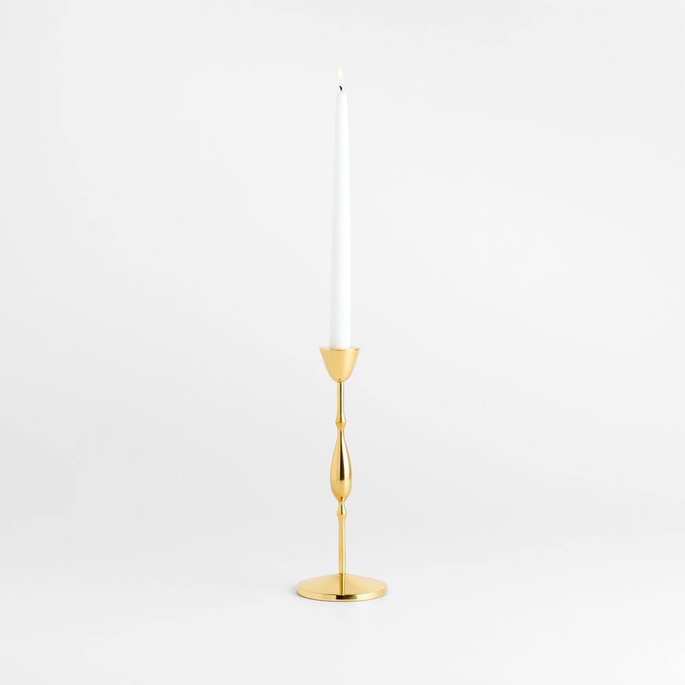 Beaded Polished Brass Finish Metal Taper Holders