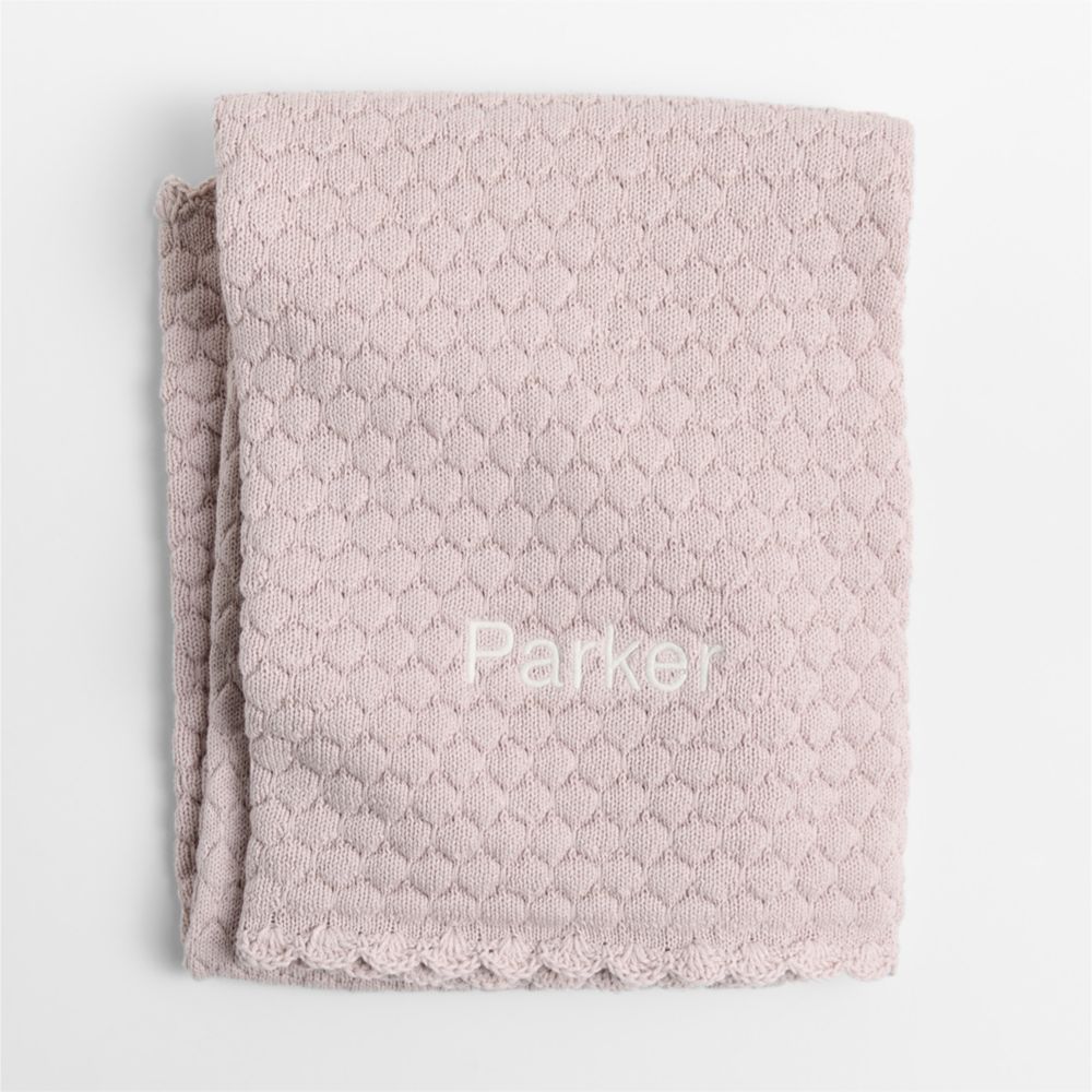 Cuddle Crochet Trim Wisper Rose Organic Cotton Baby Stroller Blanket