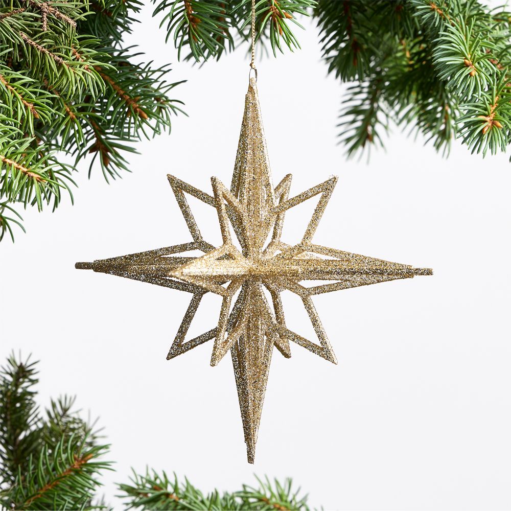 Radiant Glitter Gold Star Christmas Tree Ornament