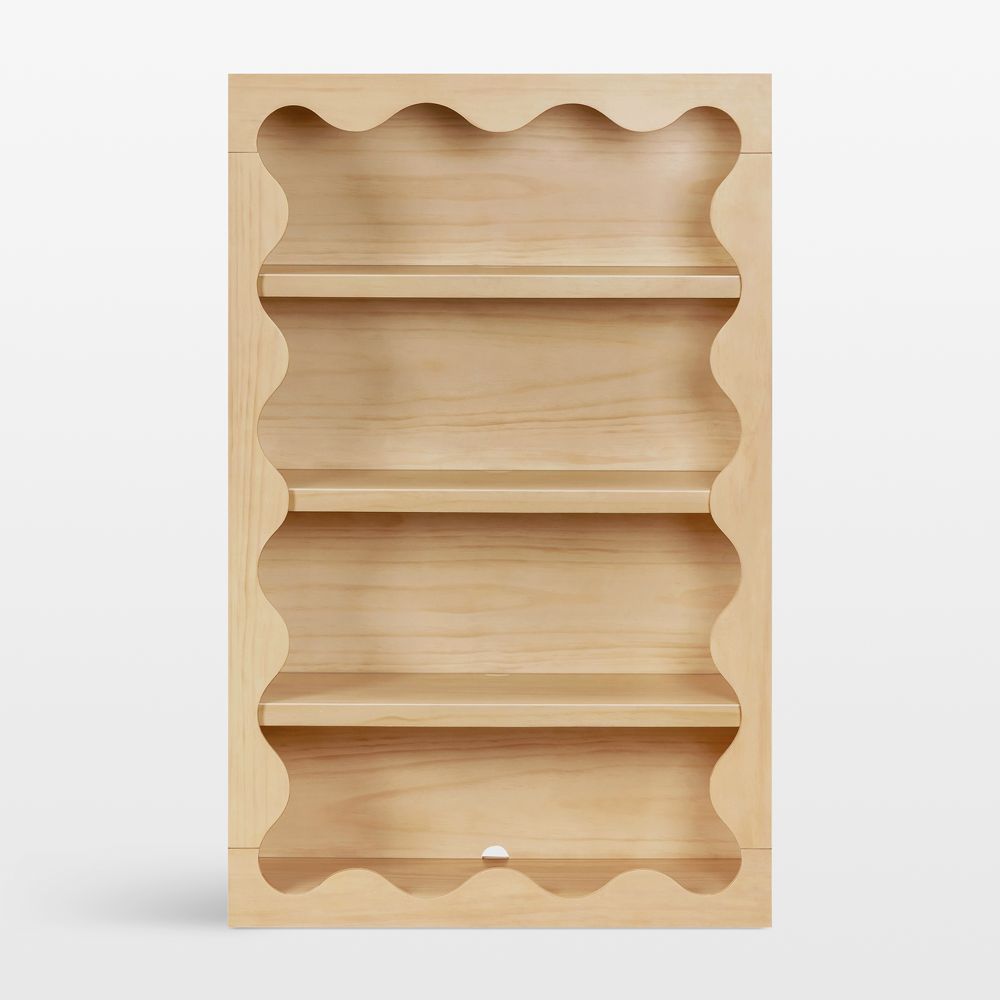 Babyletto 38" Lido Wave Blonde Wood 4-Shelf Tall Kids Bookcase