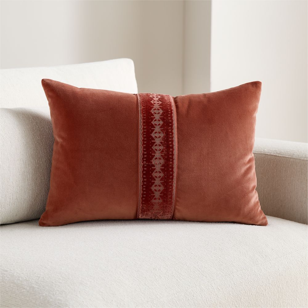 Alley Velvet Stripe 22"x15" Titian Red Throw Pillow by Venus Williams