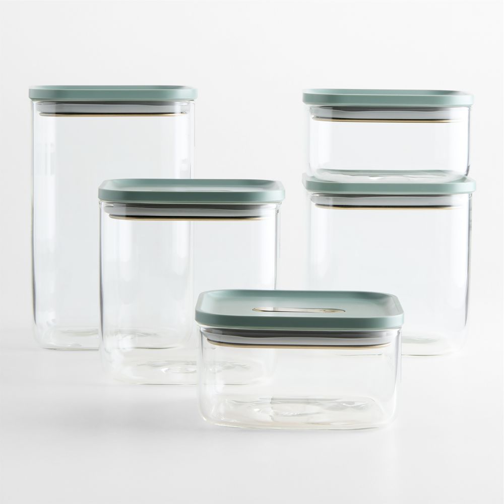 Caraway Coastline Airtight 13-Piece Glass Food Storage Container Set with Plastic and Silicone Lids