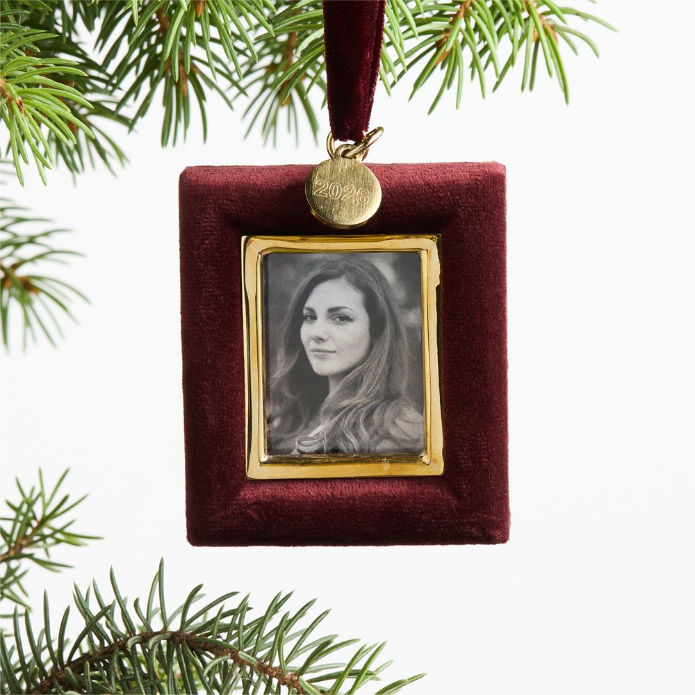 Burgundy Velvet 2026 Frame Christmas Tree Ornament