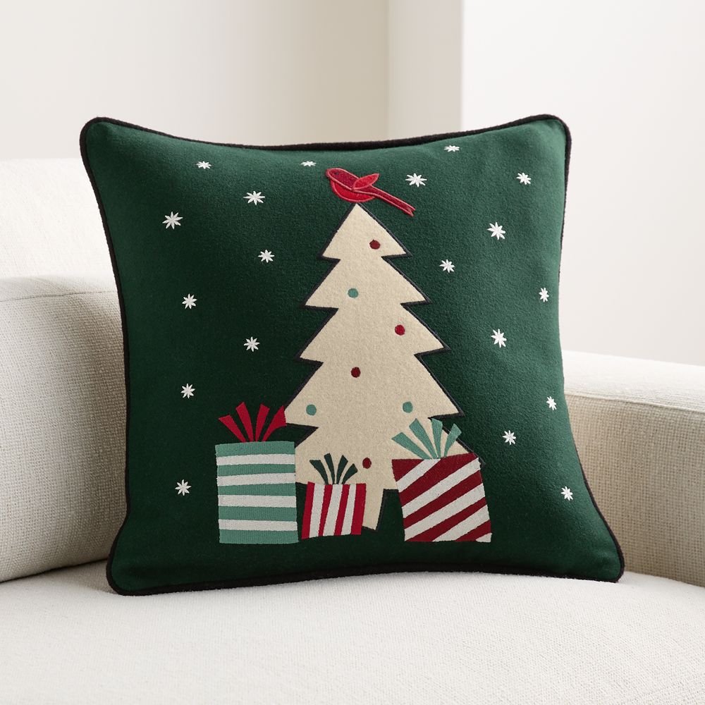 Joan Anderson's Arctic Friend Tree 20"x20" Spruce Green Throw Pillow