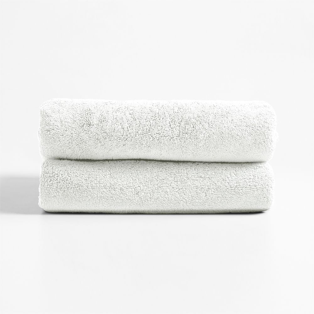 Classic Organic Turkish Cotton White Hand Towels, Set of 2
