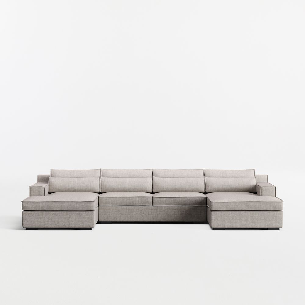 Soho 3-Piece U-Shaped Sectional Sofa with Double Chaise Lounge