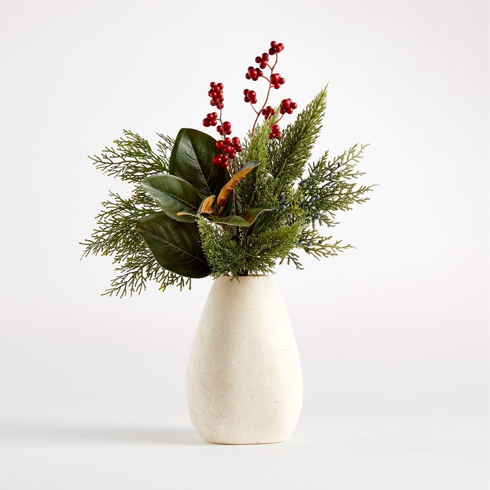 Faux Cypress and Berry Leaf Holiday Bunch 19"