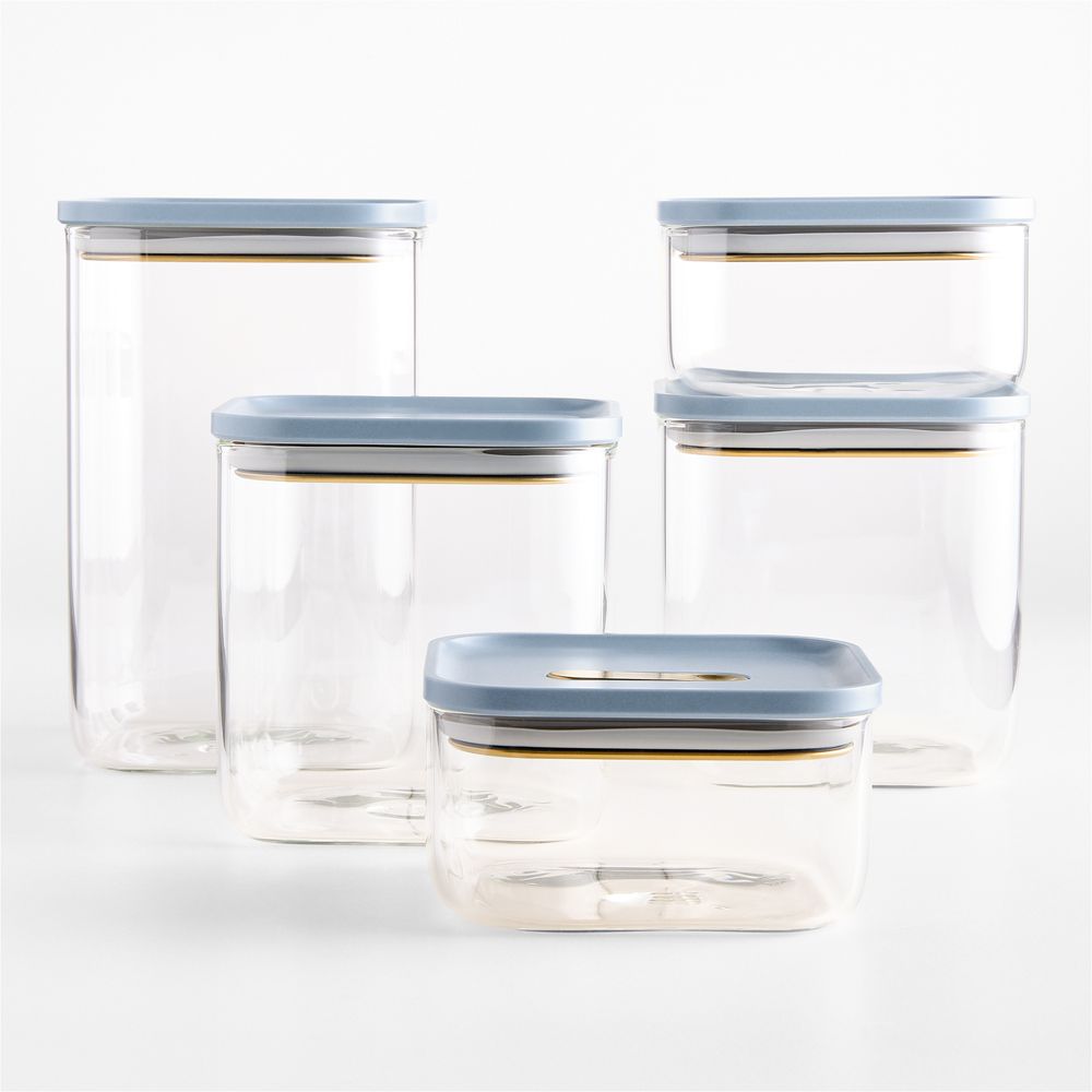 Caraway Blue Lagoon Airtight 13-Piece Glass Food Storage Container Set with Plastic and Silicone Lids