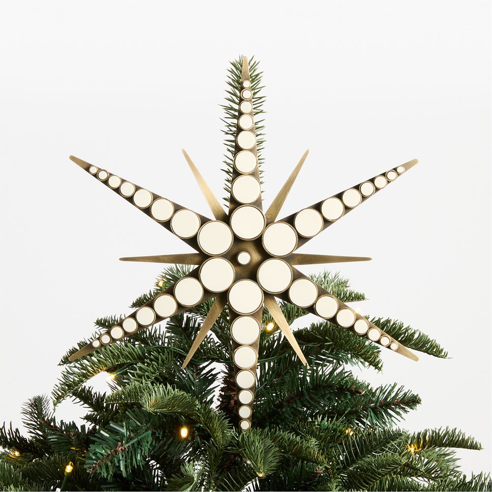 Brass and Enamel Star Christmas Tree Topper