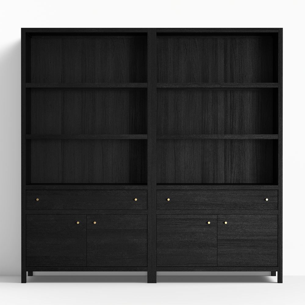 Keane 40" Black Wood Storage Bookcase