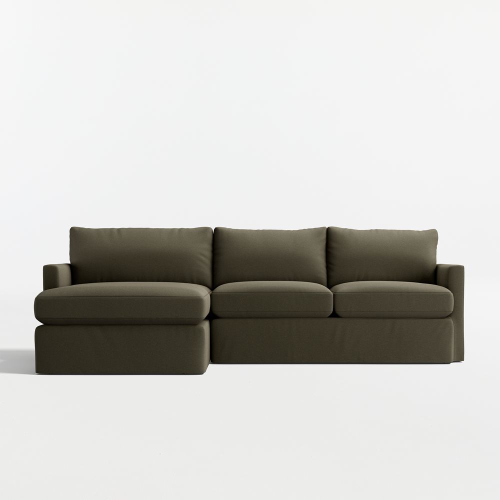 Lounge Classic 2-Piece Slipcovered Sectional Sofa with Chaise Lounge