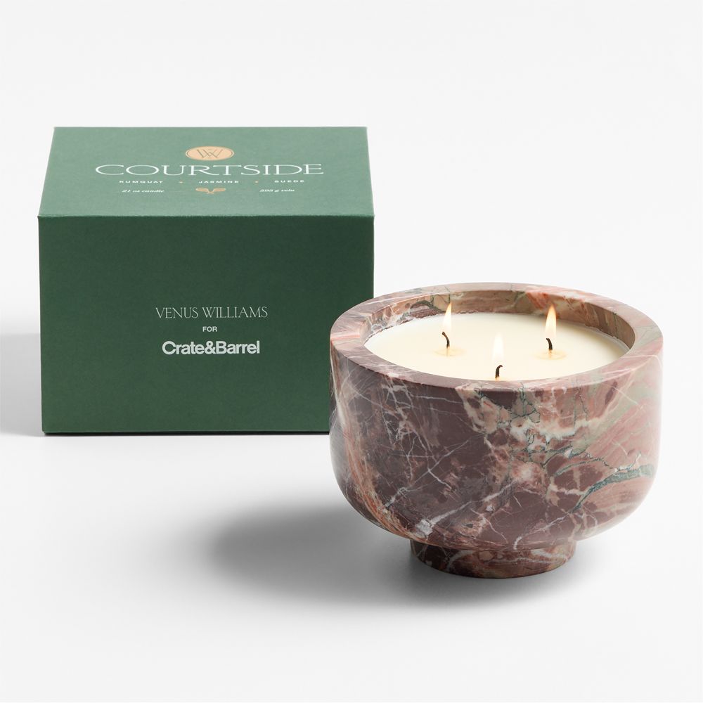 Courtside Maroon Marble 3-Wick Scented Candle by Venus Williams