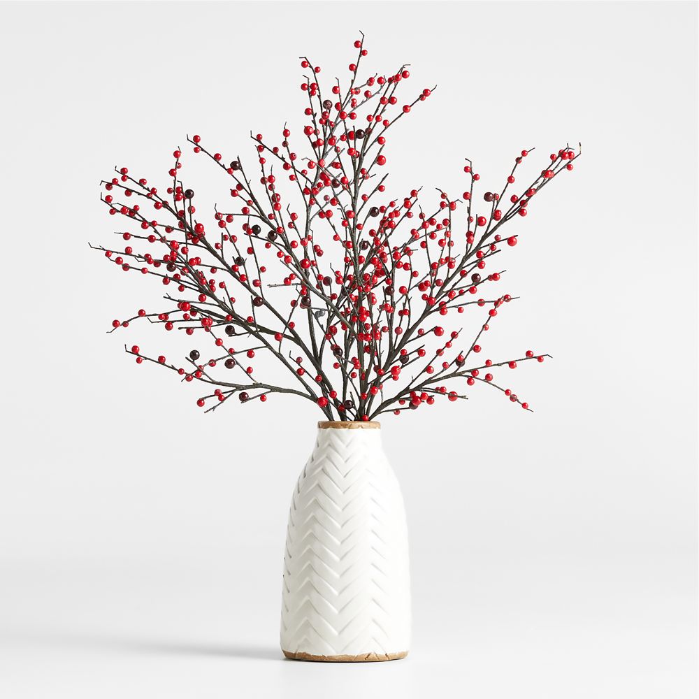 Faux Red Berry Holiday Stem 39"