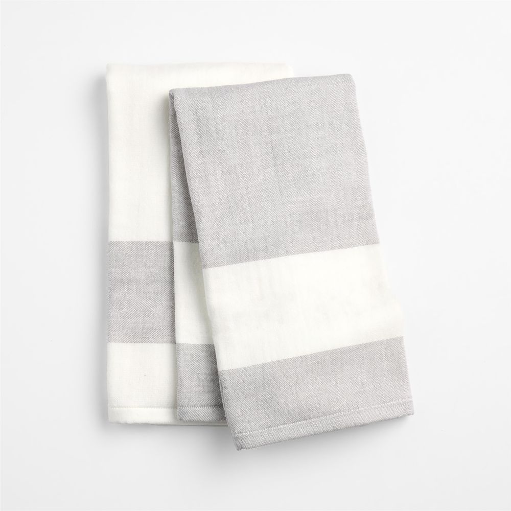 Cucina Grey Organic Cotton Absorbent Terry Dish Towels, Set of 2