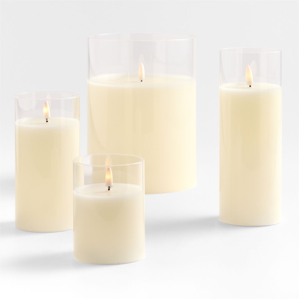 Alternative view of Clear Glass Ivory Flameless Pillar Candles