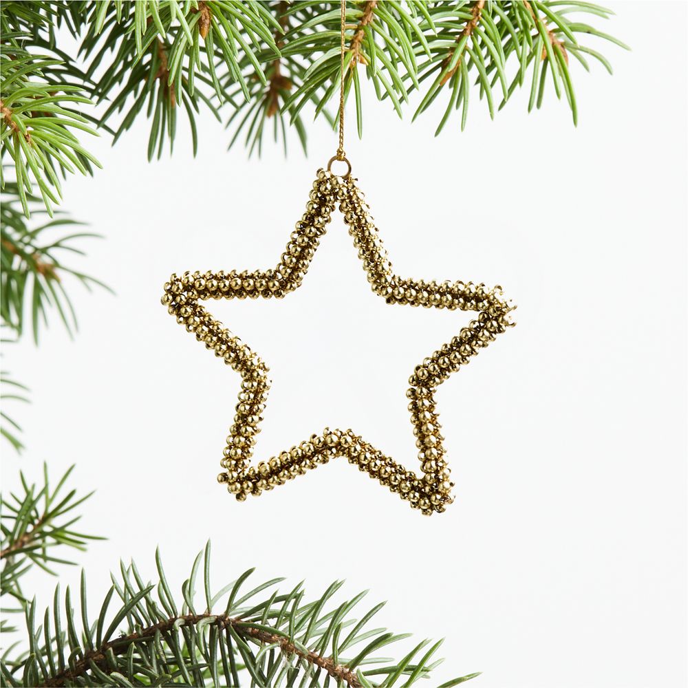 Gold Beaded Star Christmas Tree Ornament
