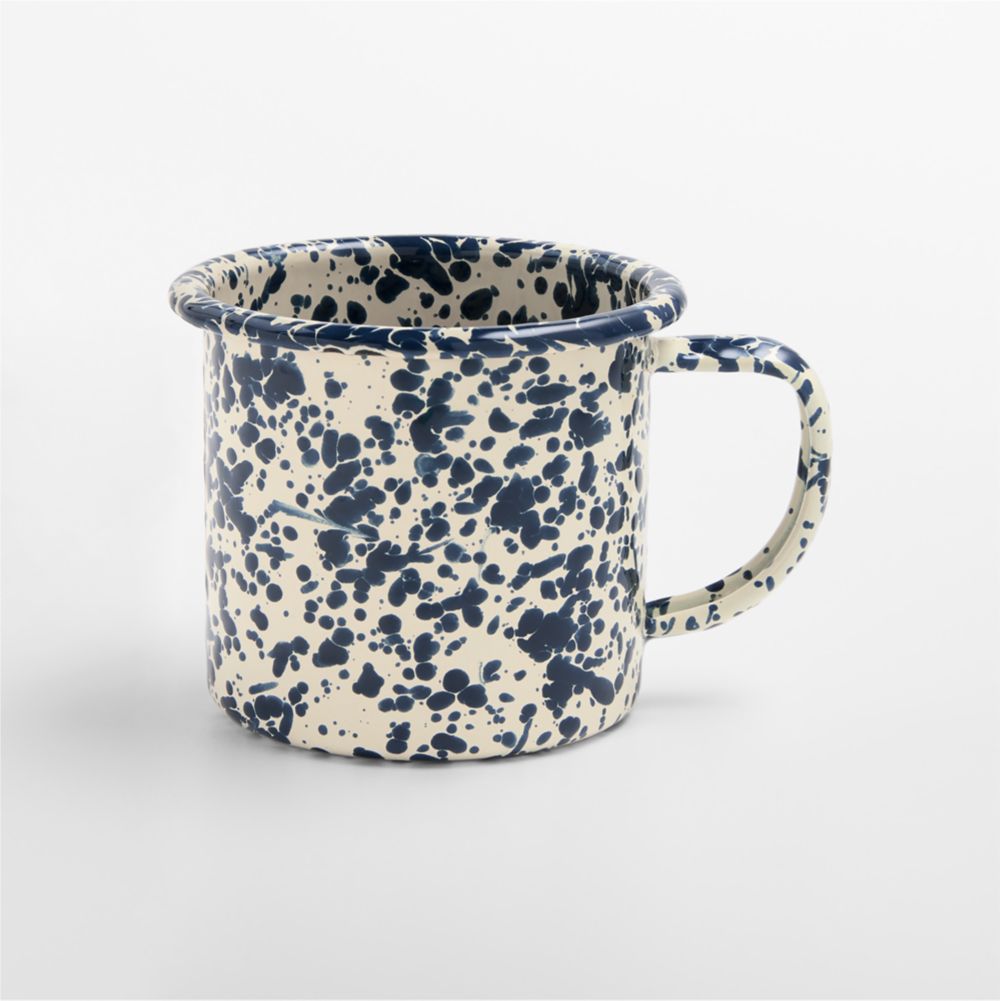 Splatter Enamelware Navy and Cream 12-oz. Mug