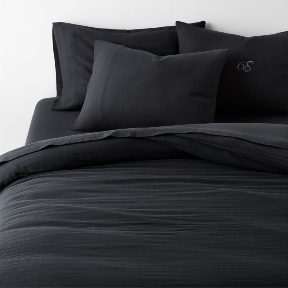 Organic Cotton Gauze Midnight Navy Blue Duvet Cover