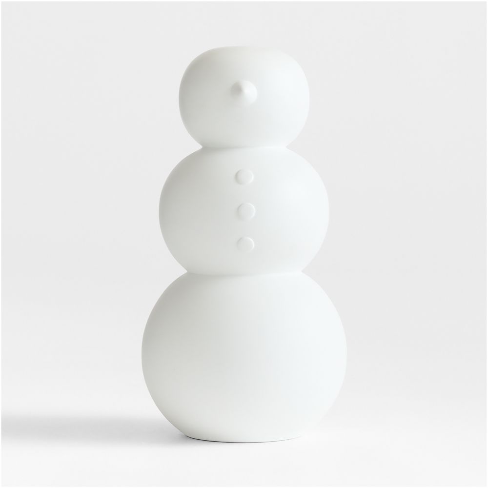 White Fiberstone Front Porch Indoor/Outdoor Snowman 27"