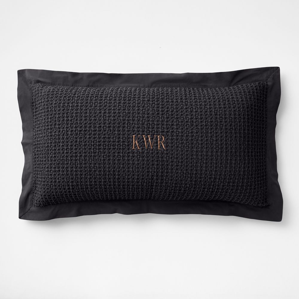 Organic Cotton Waffle Midnight Navy Blue Bed Pillow Sham
