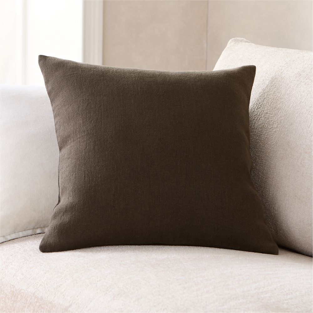 Relaxed Linen Layering 20"x20" Deep Brown Throw Pillow