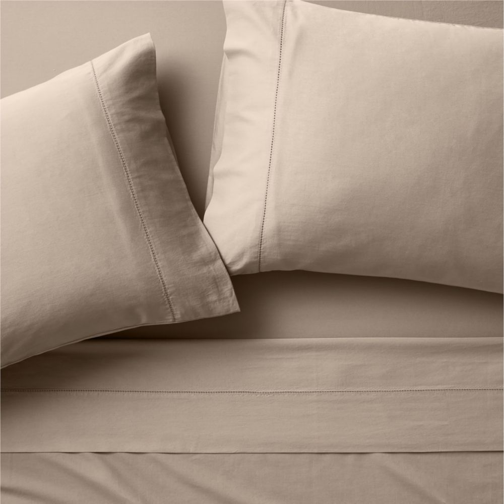 Serene Washed Organic Cotton Sateen Clay Taupe Sheet Set
