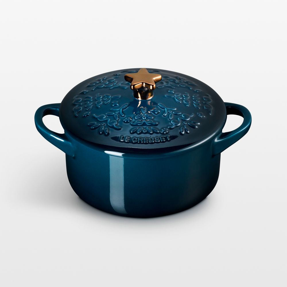 Le Creuset 24-Oz. Nuit Tree-Embossed Stoneware Mini Cocotte with Gold Star Knob