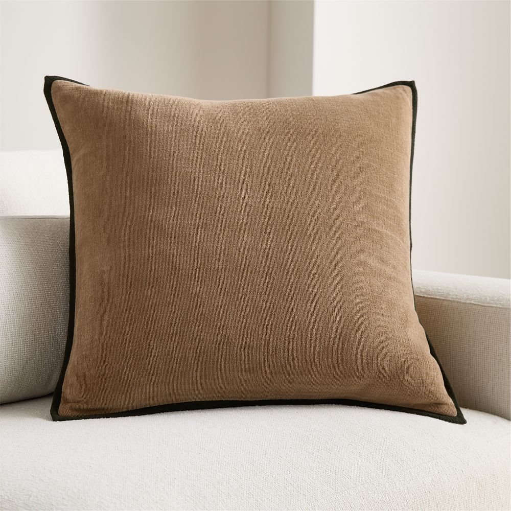 Rete Chenille Border 23"x23" Camel Tan Throw Pillow by Venus Williams