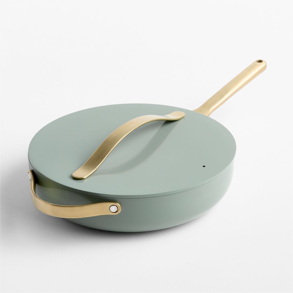 Caraway Coastline Ceramic Nonstick 4.5-Qt. Saute Pan with Champagne Hardware