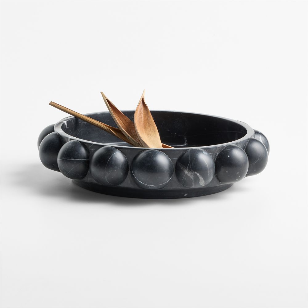 Tie Break Round Black Marble Centerpiece Bowl by Venus Williams