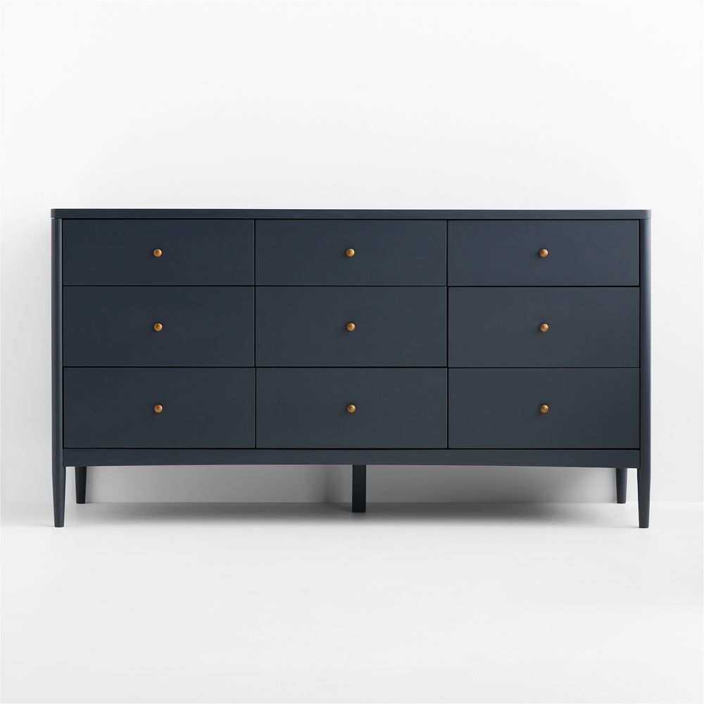 Hampshire 64" Navy Blue Wood Extra Wide 9-Drawer Kids Dresser