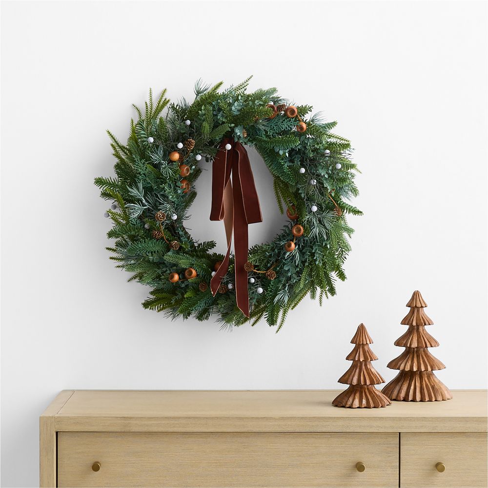 Faux Juniper, Pinecone and Acorn Holiday Garland and Wreath Collection