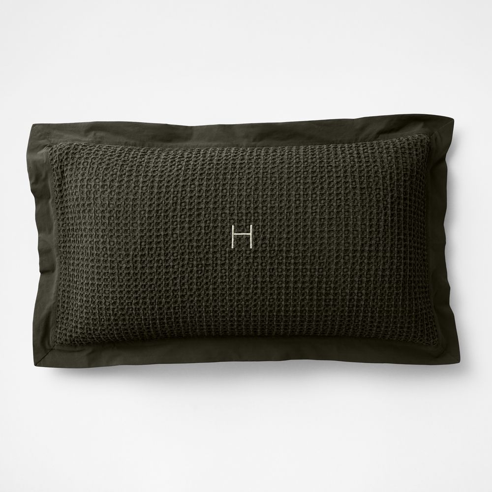 Organic Cotton Waffle Ficus Green Bed Pillow Sham