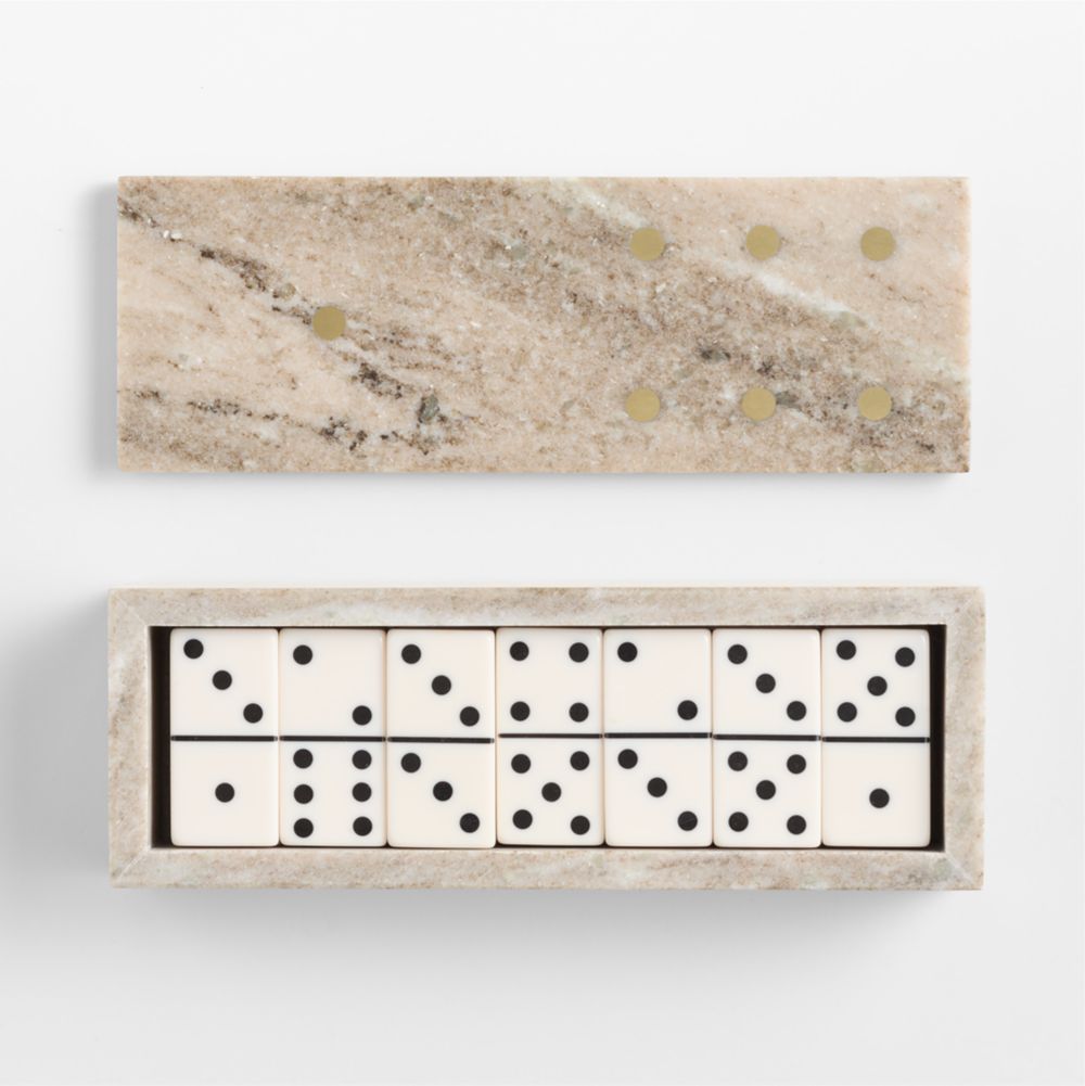 Marble Box with Resin Dominoes Game Set