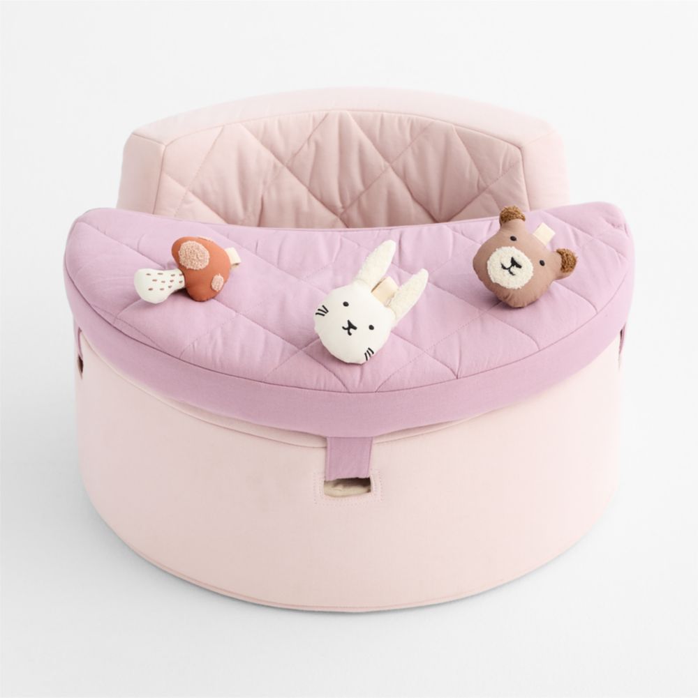 Organic Washable Purple Baby Activity Chair with Woodland Baby Rattle Set