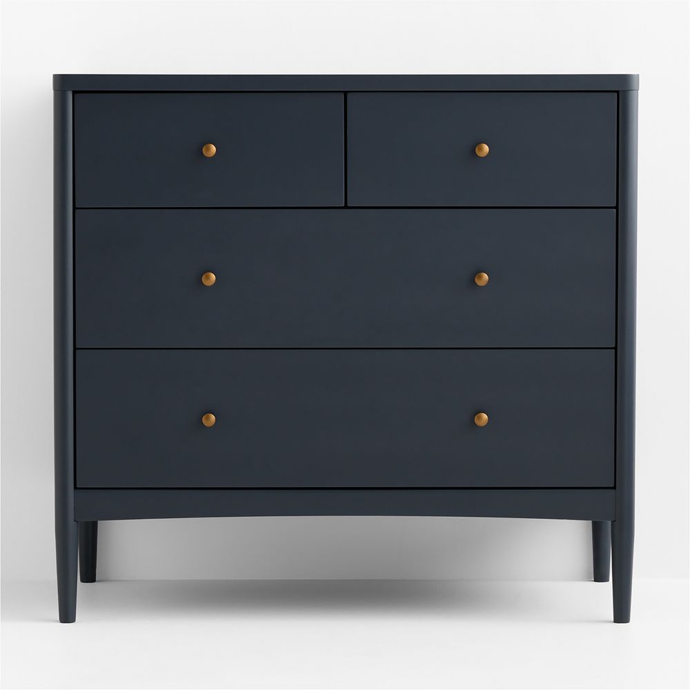 Hampshire 36" Navy Blue Wood Narrow 4-Drawer Kids Dresser