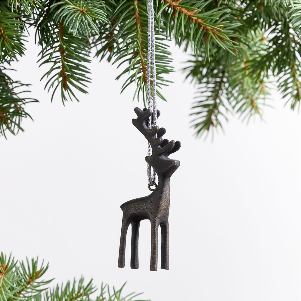 Antique Brass Reindeer Christmas Tree Ornament