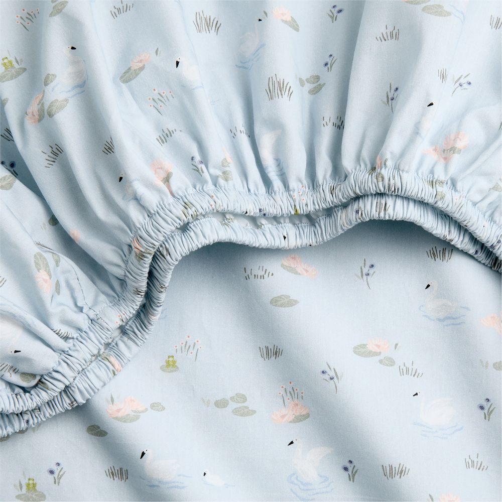 Enchanted Swan 100% Organic Cotton Baby Crib Fitted Sheet