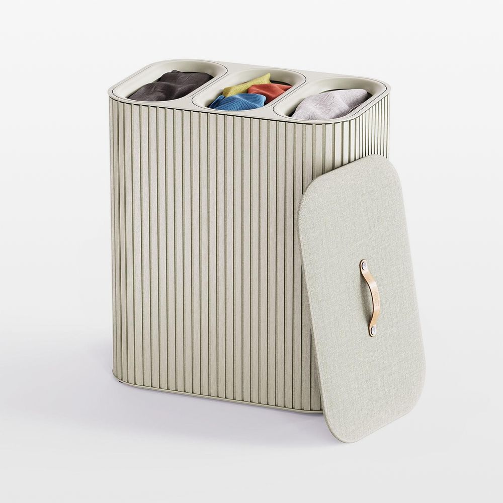 Joseph Joseph Tota Luxe 90L Bamboo Trio Laundry Basket- Ecru