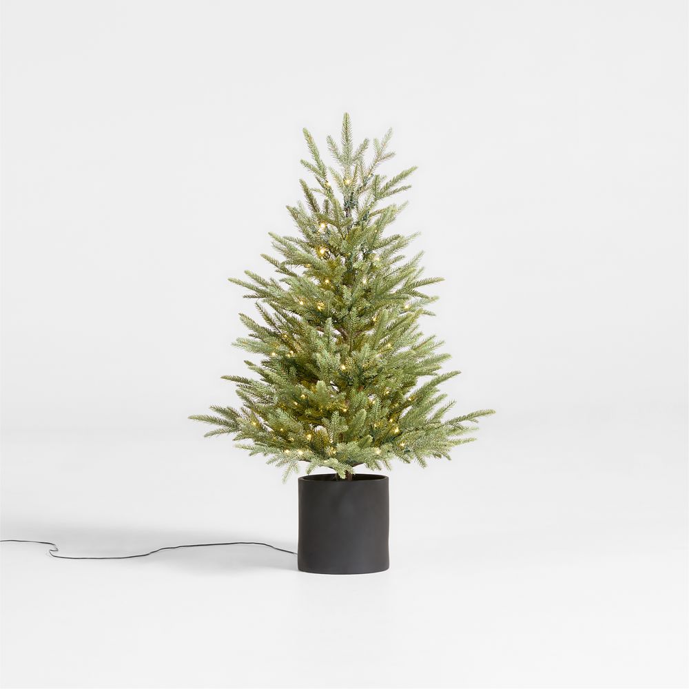 Potted Faux Norway Spruce Pre-Lit LED Tree with White Lights