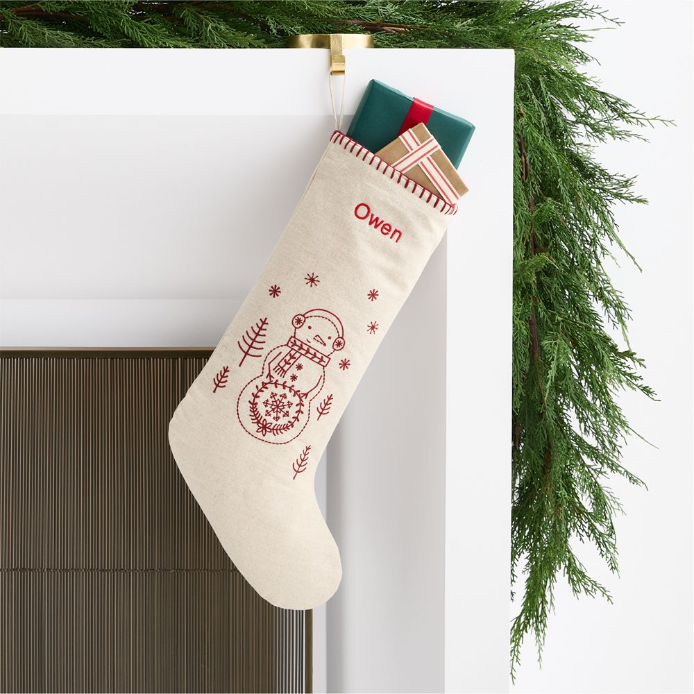 Scandi Heritage Snowman Kids Christmas Stocking
