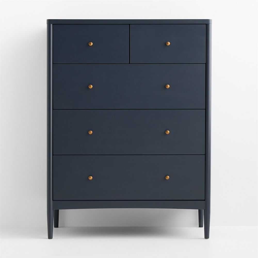 Hampshire 36" Navy Blue Wood Tall 5-Drawer Kids Dresser