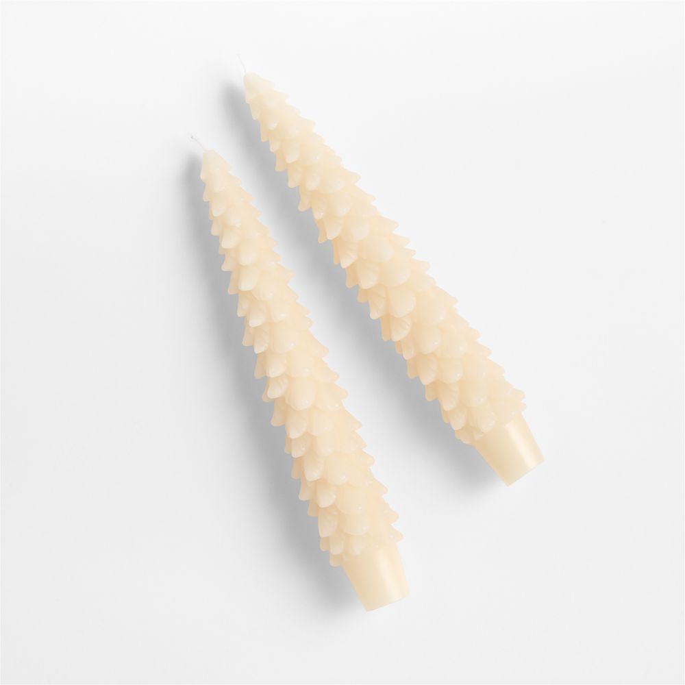 White Pine Christmas Tree Wax Taper Candles, Set of 2