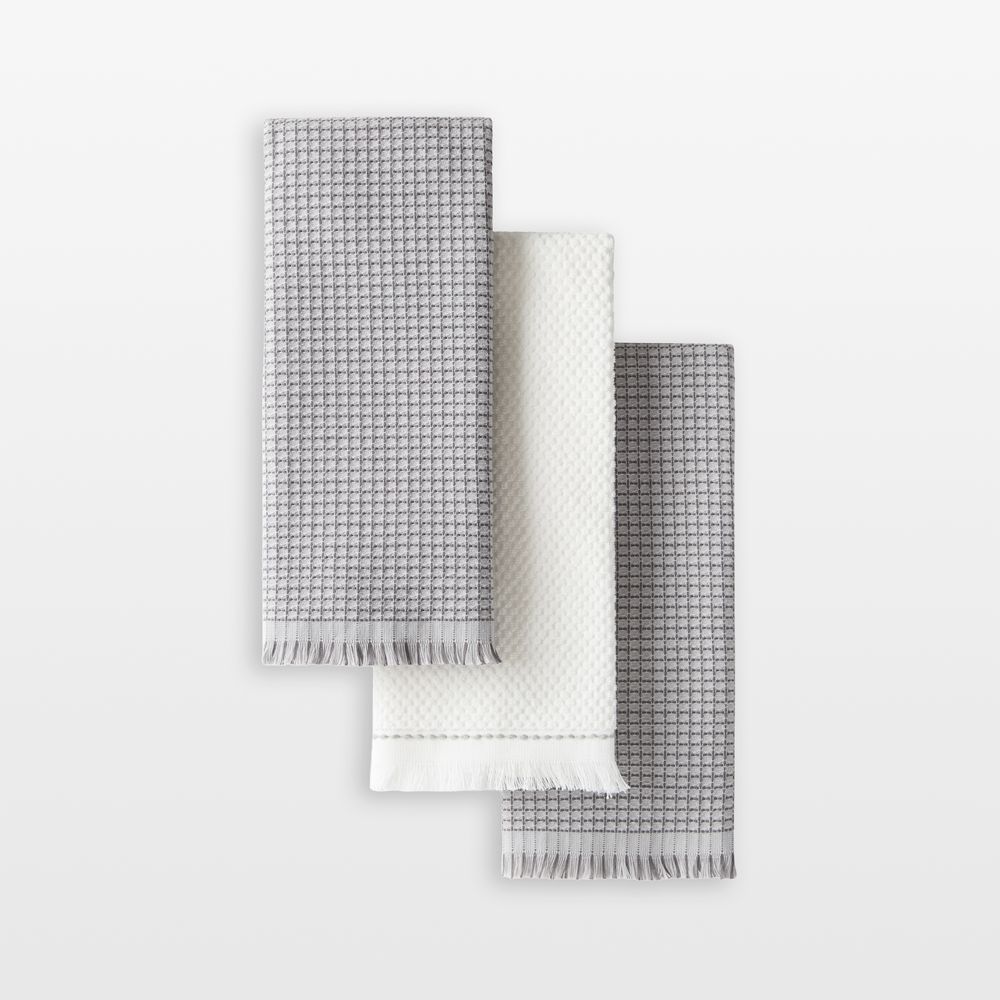 KitchenAid Gourmet Series Grey Gridlines 3-Pack Kitchen Towel Set