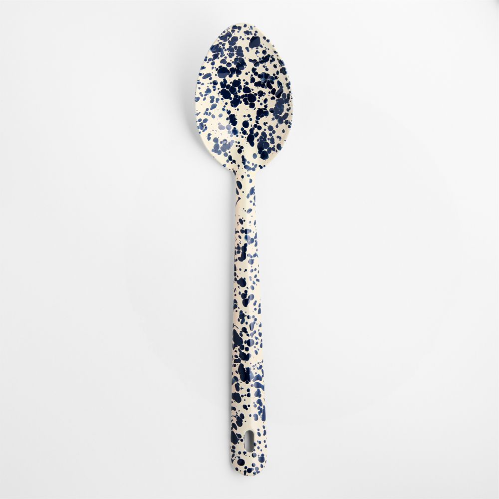 Splatter Enamelware Navy and Cream Large Serving Spoon