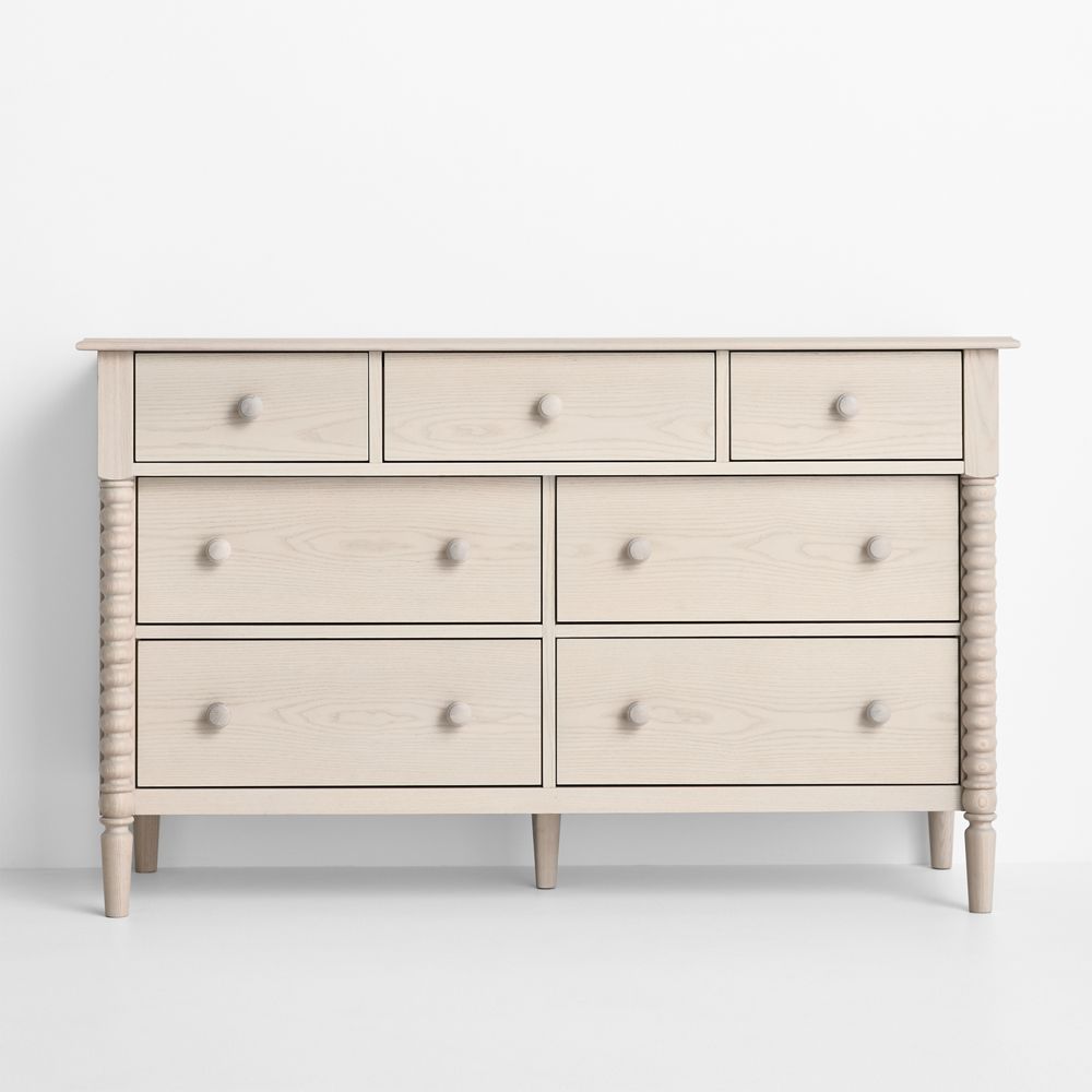 Jenny Lind 54" Washed Natural Wide 7-Drawer Kids Dresser