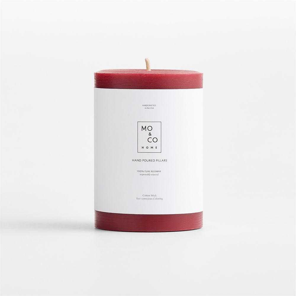 Beeswax Berry Red Pillar Candles