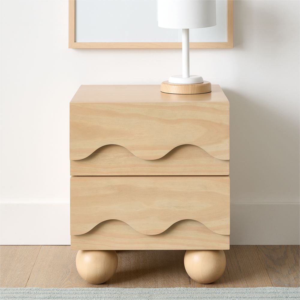 Babyletto 20" Lido Wave Blonde Wood 2-Drawer Kids Nightstand